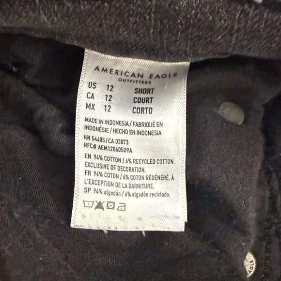 American Eagle Outfitters Stone Washed Black Wide Leg Jeans - Women’s 12 Short - Picture 8 of 9